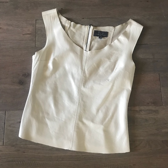 PJK - Leather Top - Ivory - XS - EUC - Like New - Picture 2 of 5